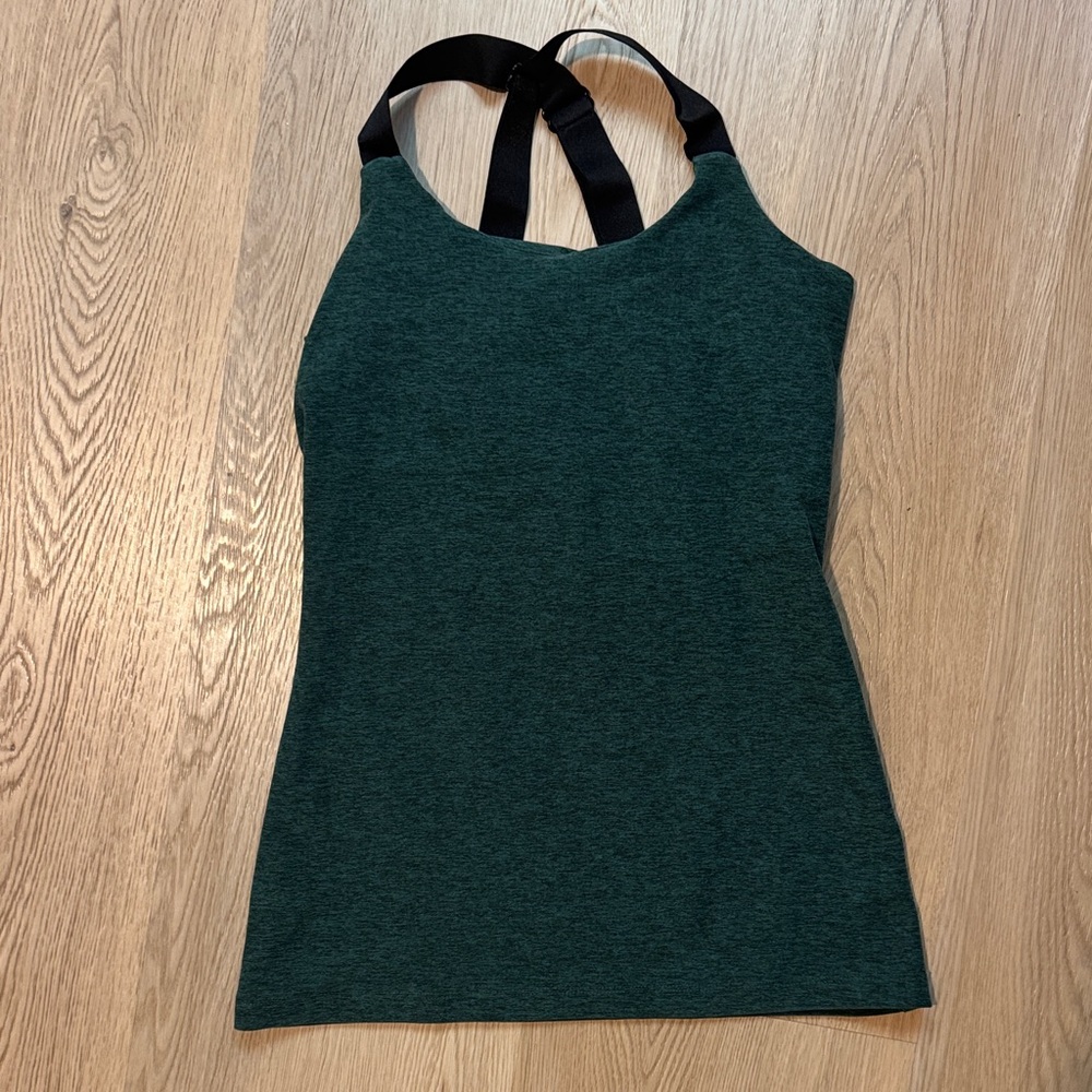Beyond Yoga Dark Green Racerback Tank with Black Straps